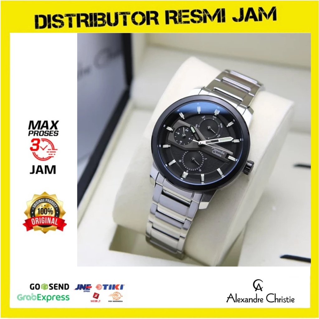 Jam Tangan Wanita Alexandre Christie AC6562BF AC 6562 BF AC6572 BF AC 6562BF All Silver Dial Black C