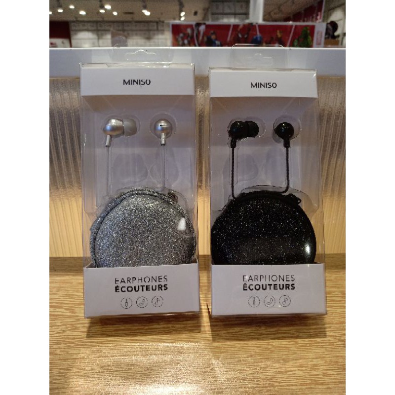 Miniso Earphones headset dengan mini pouch headset gaya korea ORIGINAL MINISO