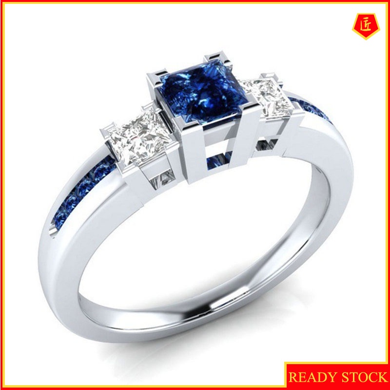 [Ready Stock]Blue Topaz Ring Creative Simple Fashion Temperament