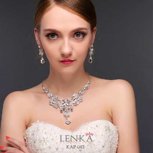 [PRODUK TERLARIS] BRIDAL KALUNG ANTING SET PERHIASAN AKSESORIS WEDDING KAP013