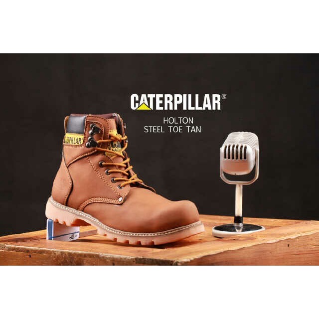 Sepatu Safety Pria CAT Holton Sepatu Safety Boots Ujung Besi Fashion Pria Bikers Turing Outdoor