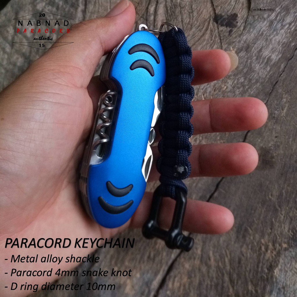 Thomgear Keychain Keyhanger Paracord 550 4mm Shackle Hitam Nabnad Paracord Indonesia