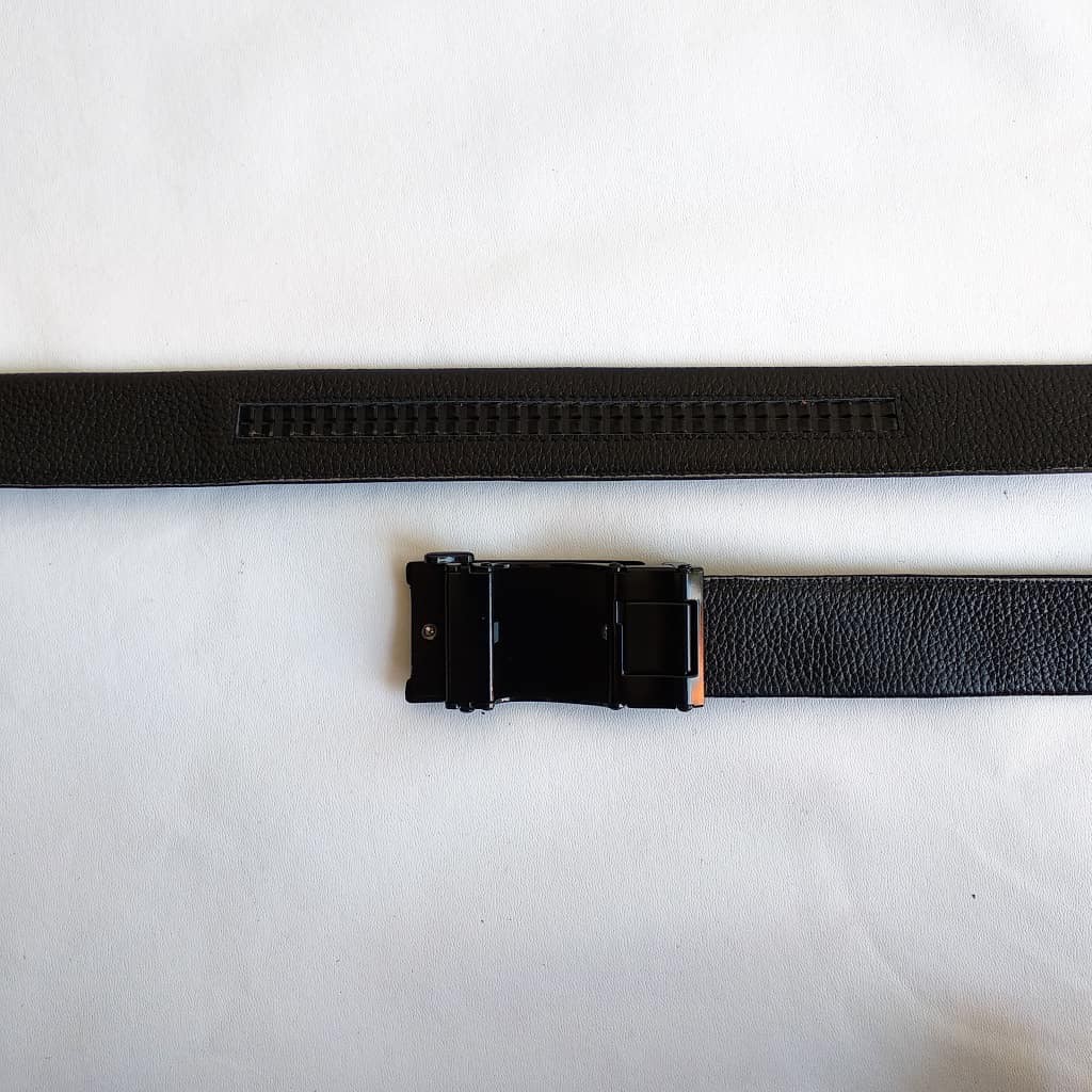 RELIO Resleting 125 CM Hitam Ikat Pinggang kulit sapi Rel Sabuk Cowok Pria Ukuran Standar Normal - Originale Leather Belt