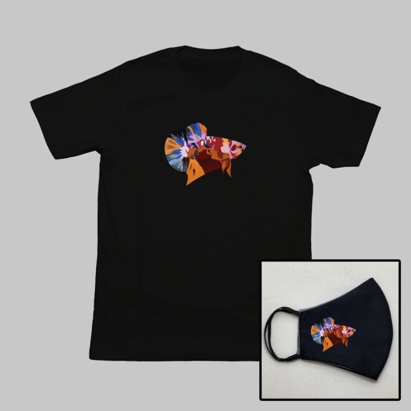 Kaos Masker Cupang Betta Fish "Nemo Galaxy 1" (Dewasa & Anak)