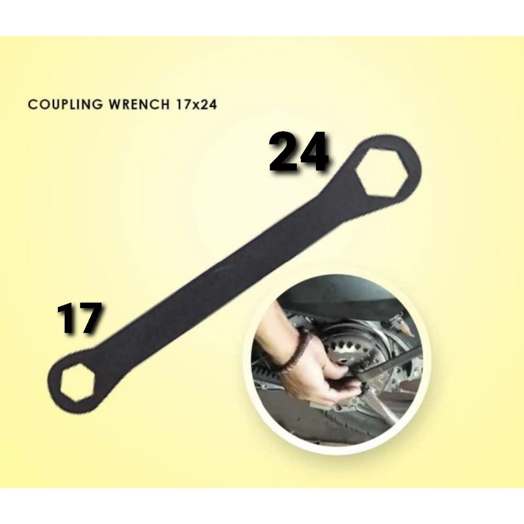 BENZ 17 x 24 mm Kunci Blok Mesin Coupling Nut Wrench grip on