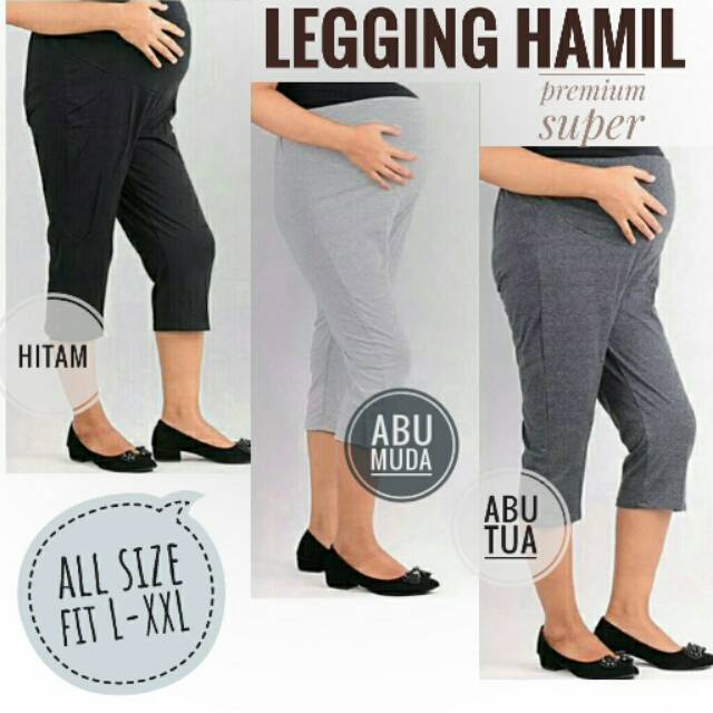 Legging Hamil Premium 7/8 Celana Panjang Wanita Hamil Bahan Lembut Dilengkapi Kancing Pinggang Soft 8876