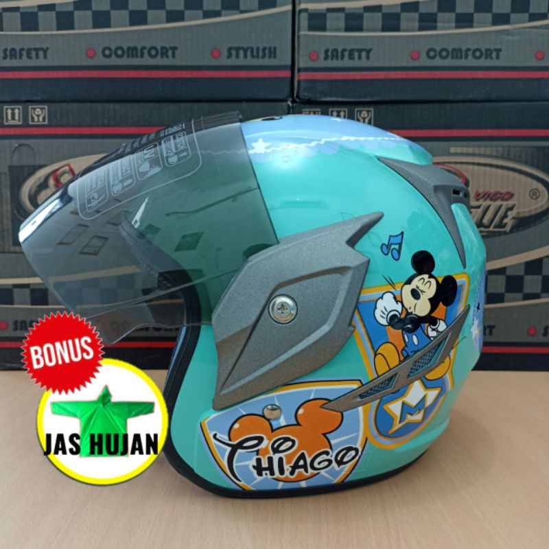 VIRTUE helm Half face anak remaja cewek perempuan wanita motif chiago