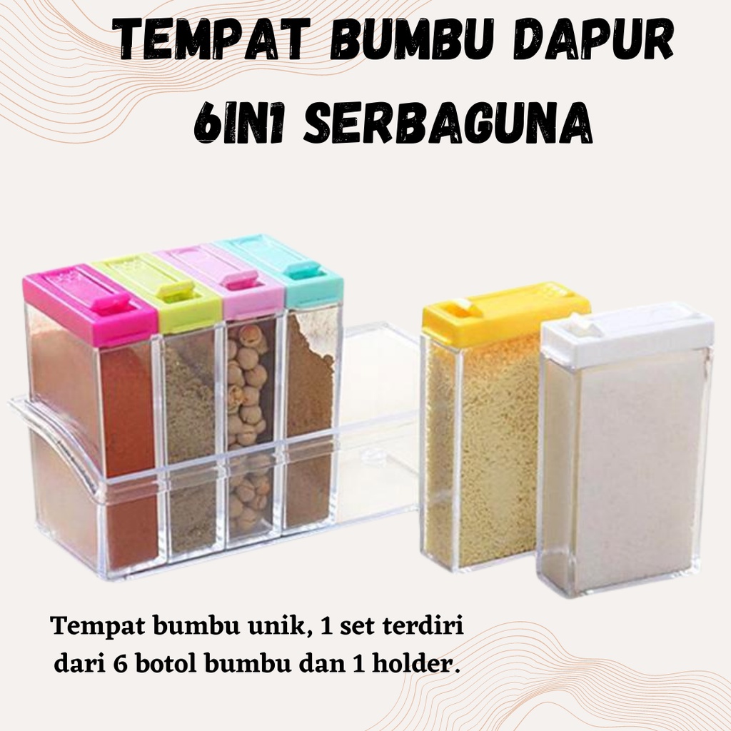 TERLARIS!!! TEMPAT RAK BUMBU - SEASONING SET 6IN1 / 6 IN 1 TEMPAT BUMBU