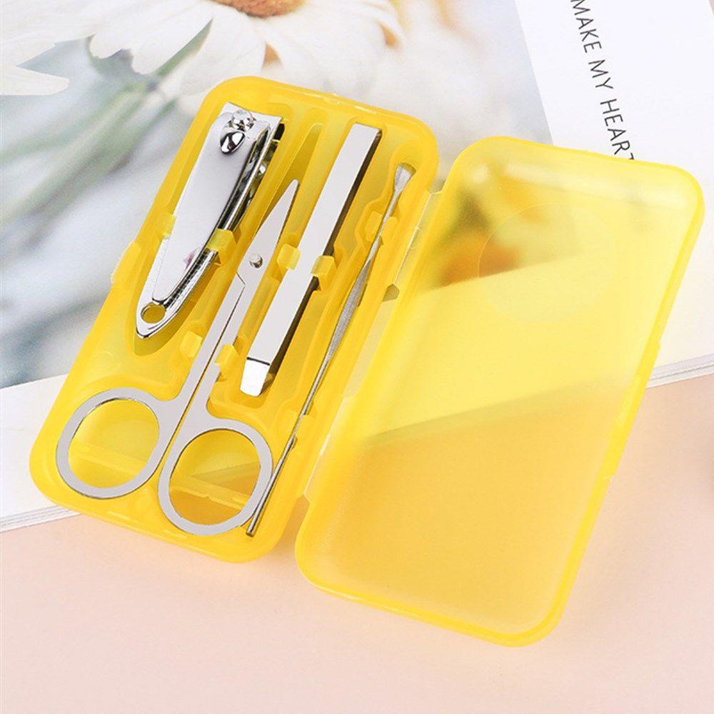 TOP 4pcs /Set Warna Acak Manicure Tool Set Travel Alat Set Perawatan Jari Grooming Kit Pedicure