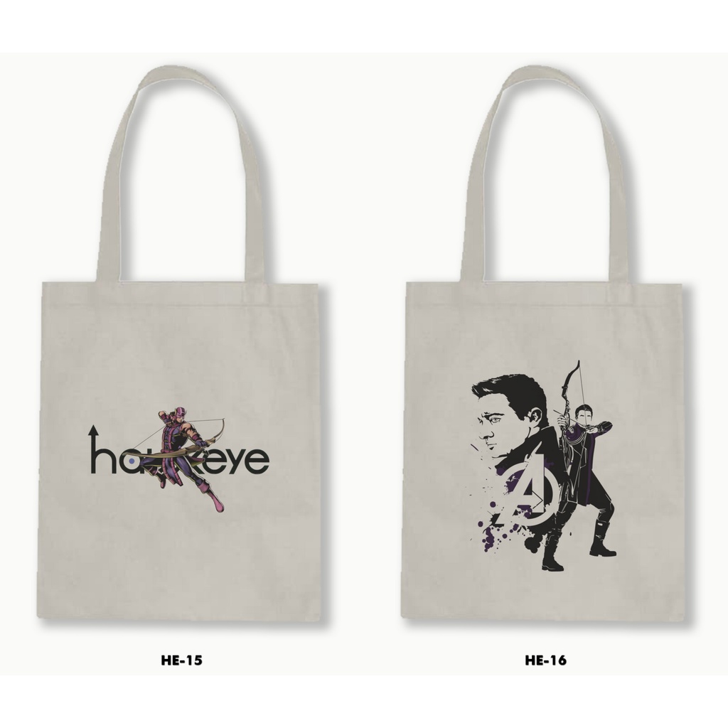 Tas Tote Bag Resleting Kanvas/Blacu  - Hawkeye 01