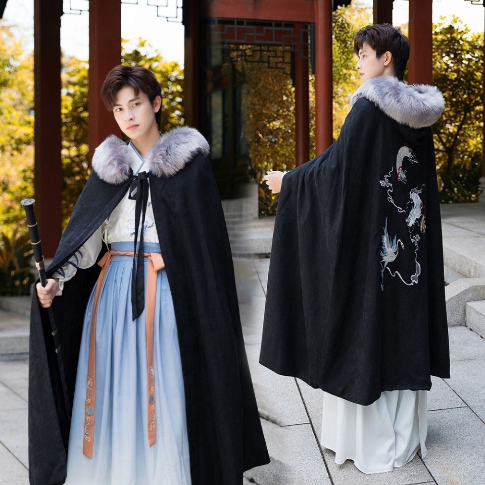 Chinese Han Chinese clothing for men cloak ancient style velvet cloak men's fairy original ancient c