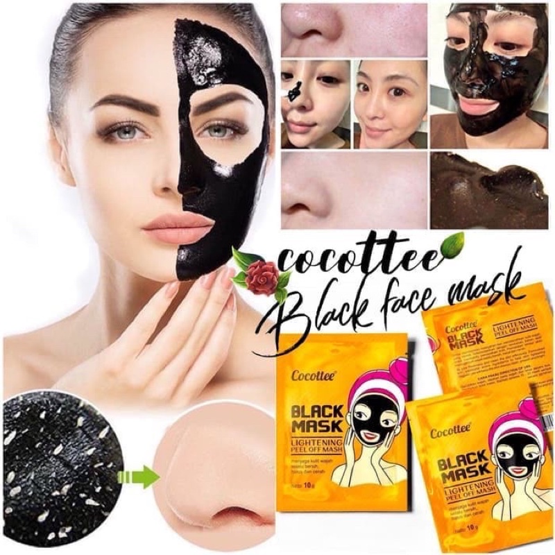 Sachet Cocottee Black mud Face Mask BPOM / Brightening Peel Off Mask (1 pcs) / Masker Penghilang Komedo Dan Pemutih Wajah BPOM