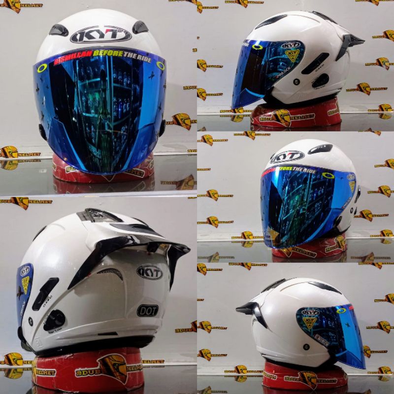 HELM KYT GALAXY FLAT R SOLID WHITE/PAKET GANTENG 100% ORIGINAL SNI-DOT-WHITE/VENOM/BLUE