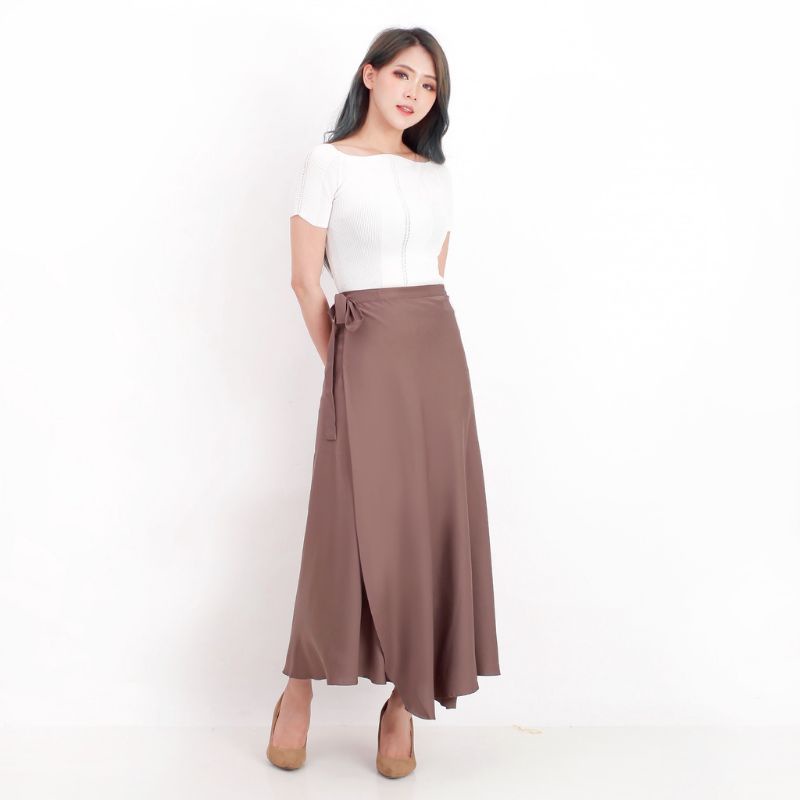 ROK WANITA SKIRT TRAP (BAHAN KATUN SHAKILA)-Brown