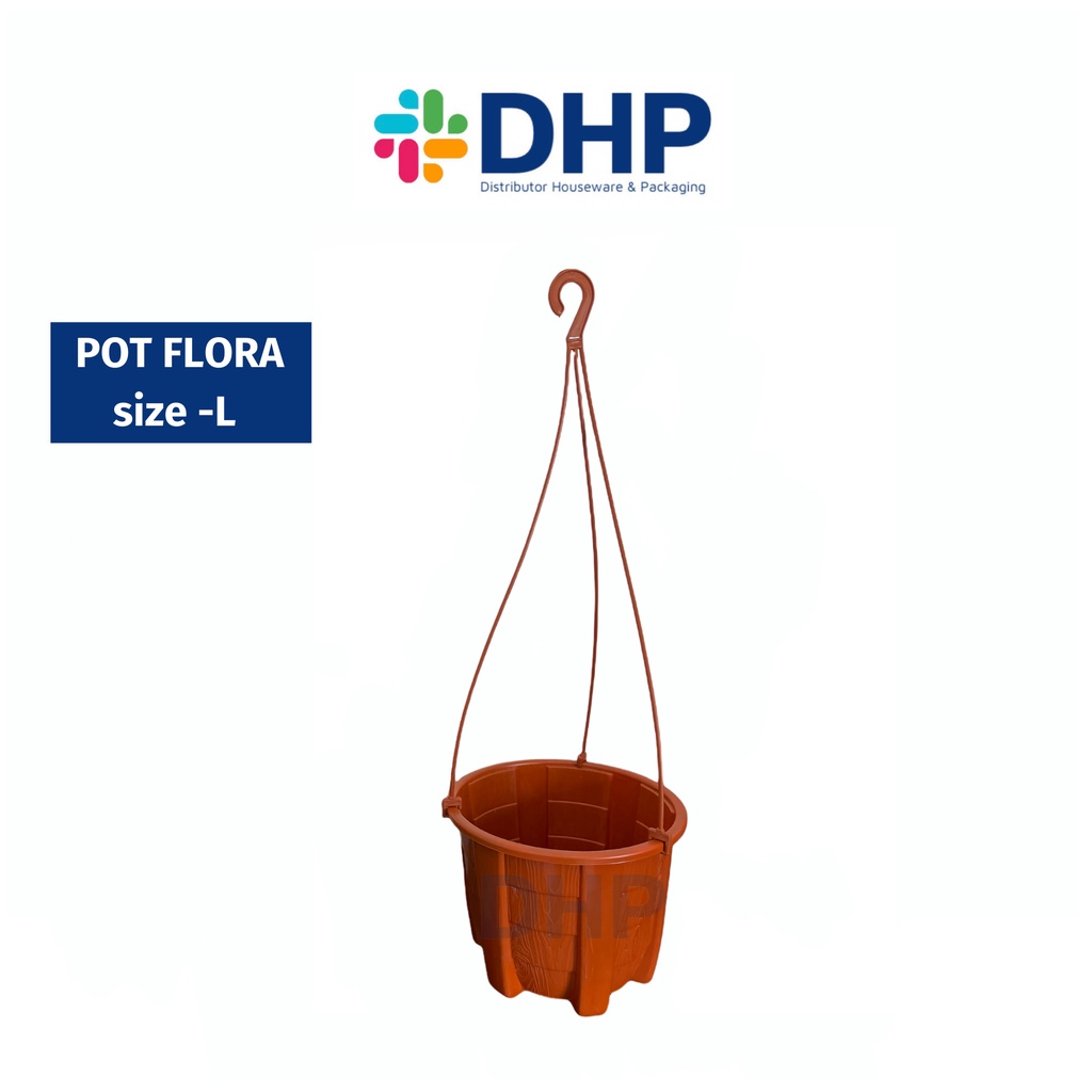 Pot Flora L (D=21cm ) / Pot Gantung Putih / Pot Plastik Gantung / Pot