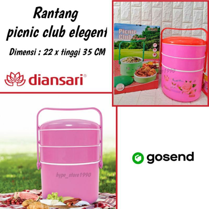 [ ⭐FREE ONGKIR⭐) Rantang piknik Diansari food grade elegant club asli original