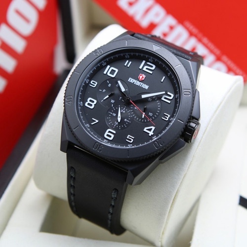 JAM TANGAN PRIA EXPEDITION E6820M KULIT FULL BLACK