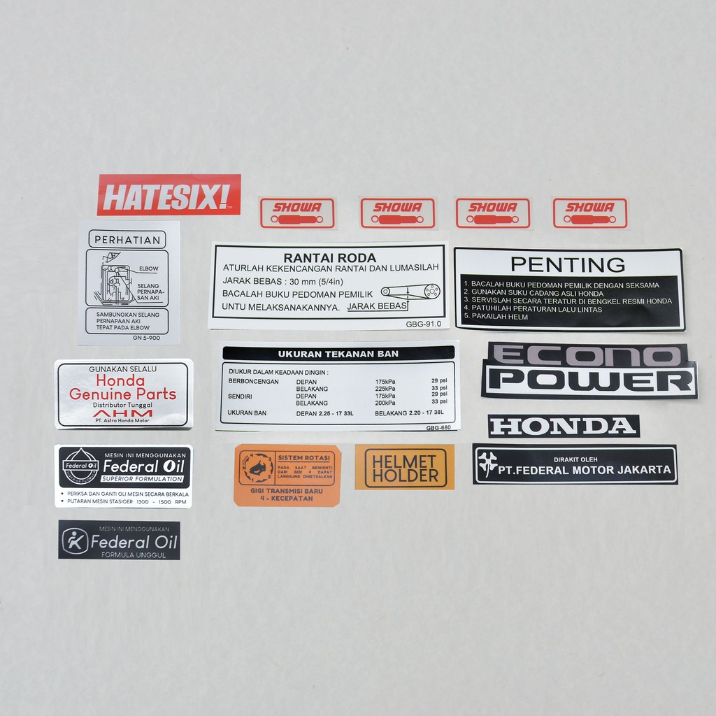 Sticker Decal Tempelan Detail pelengkap Honda Astrea Grand Legenda Hatesix