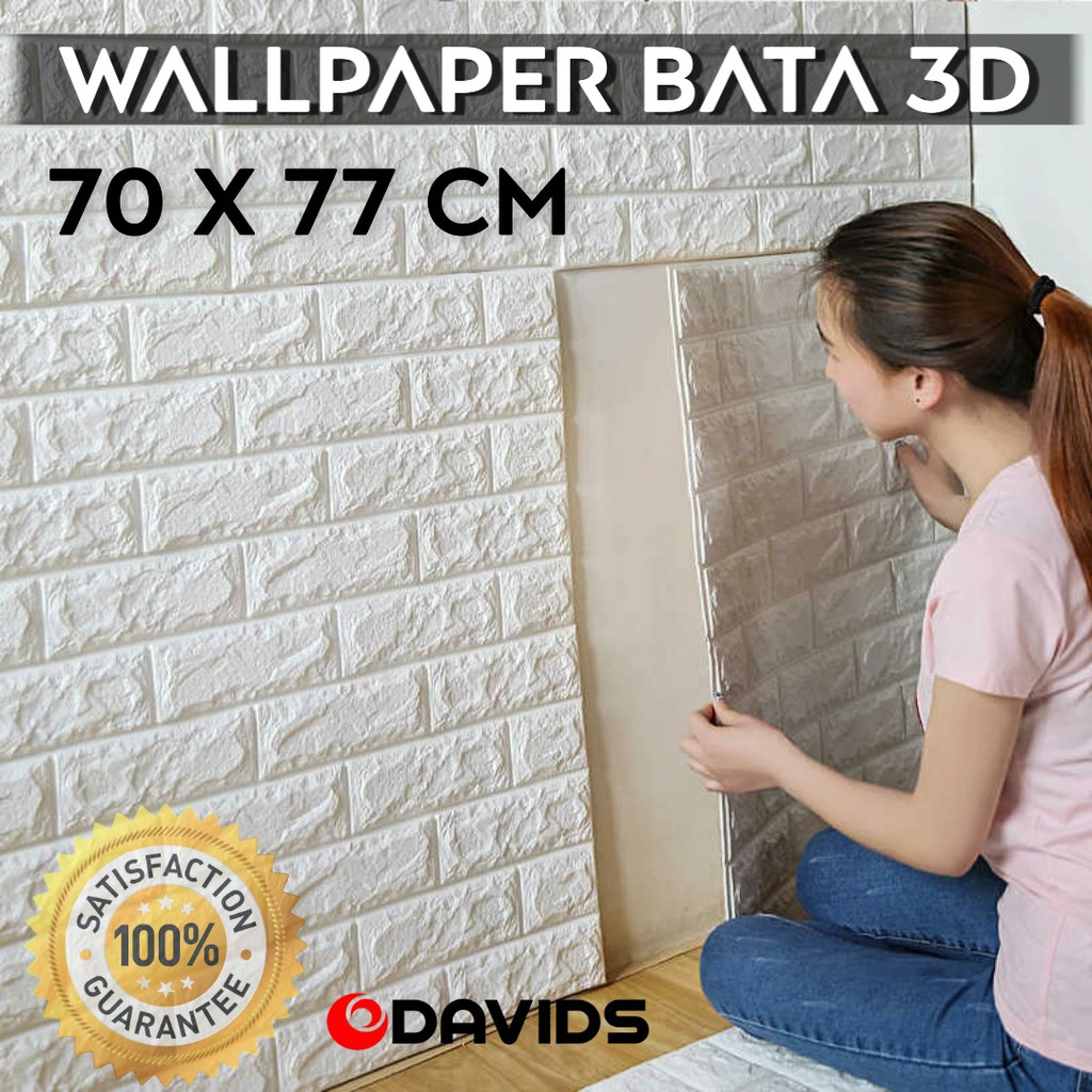 Wallpaper dinding bata putih foam 3D