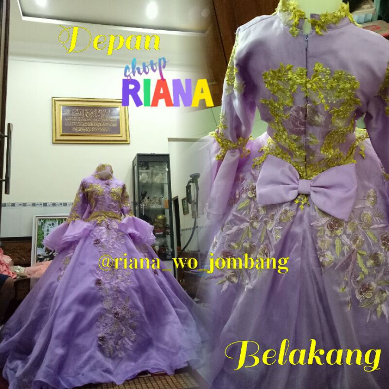 Gaun pengantin / Gaun Princes / baju manten / kain organsa / tile bunga
