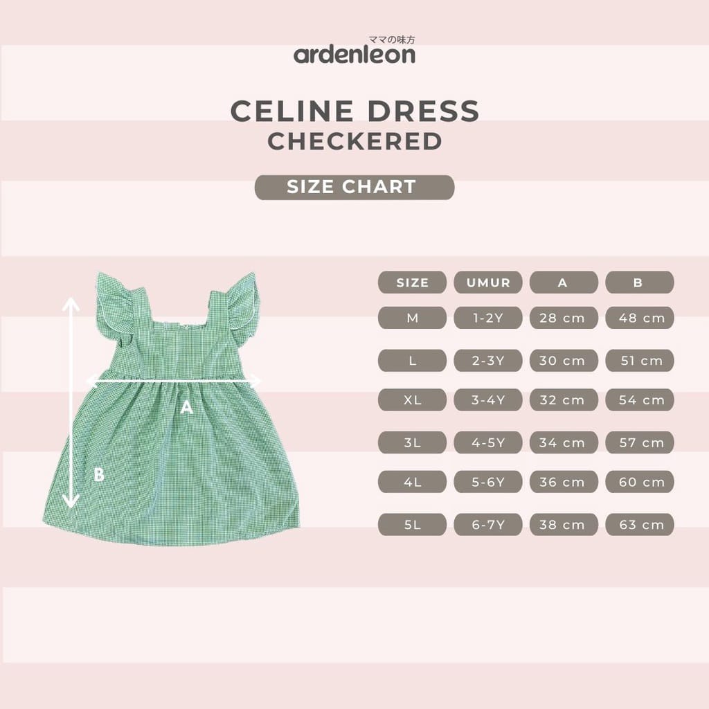 ARDENLEON Girls Dress Kotak-Kotak Checkered Rok Anak / Baju Anak Perempuan / Dress Kotak-Kotak