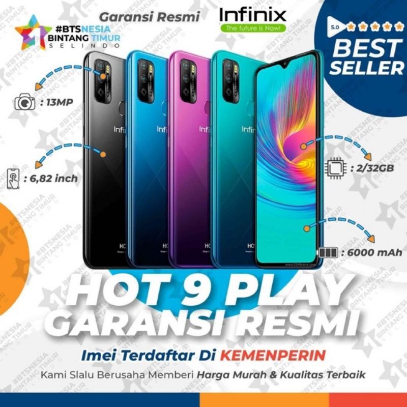 4/64 infinix hot 9 play BARU SEGEL GARANSI RESMI LANGSUNG KIRIM