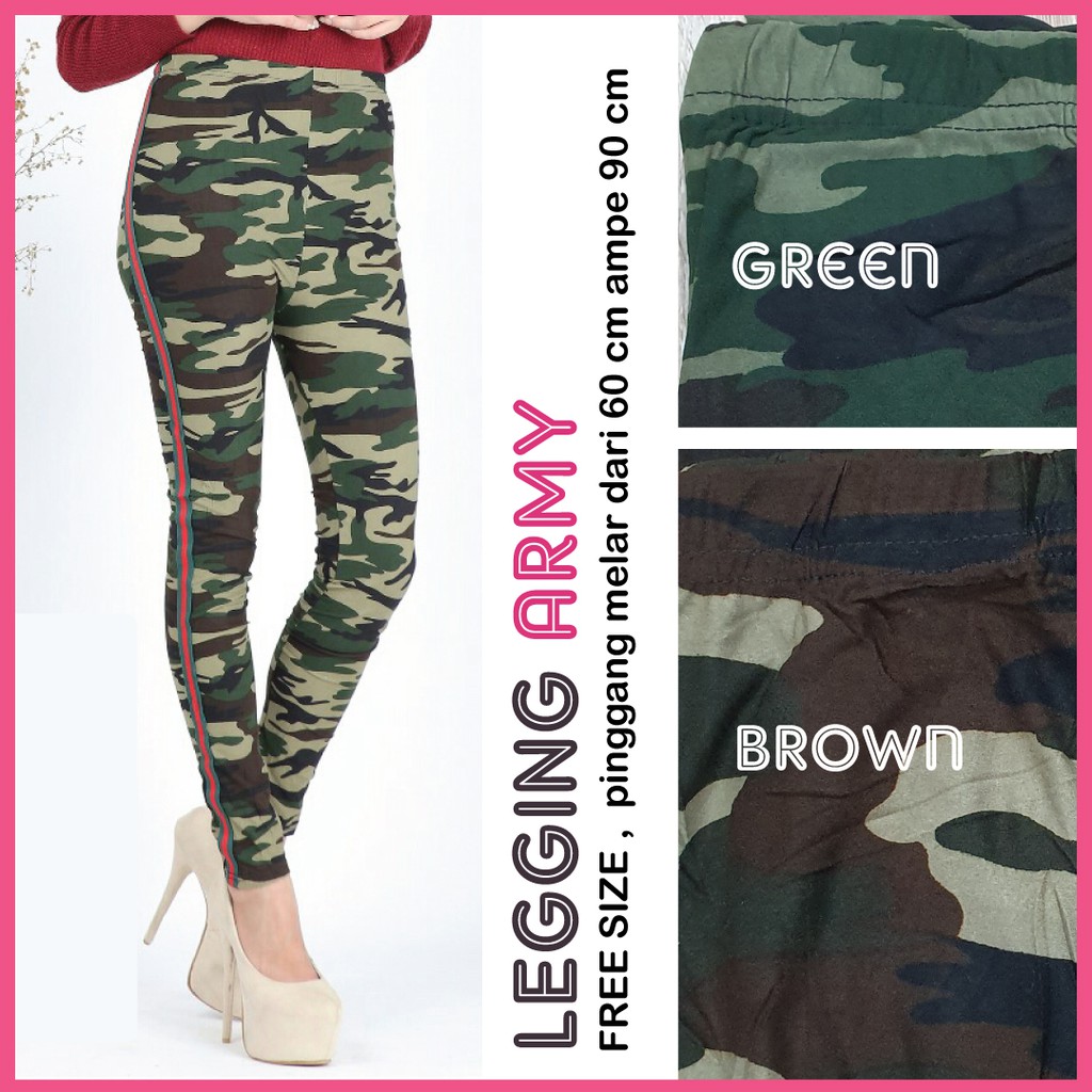 legging Army Wanita Jumbo / Leging Army Wanita / Legging Lis Army Wanita Jumbo / Agape