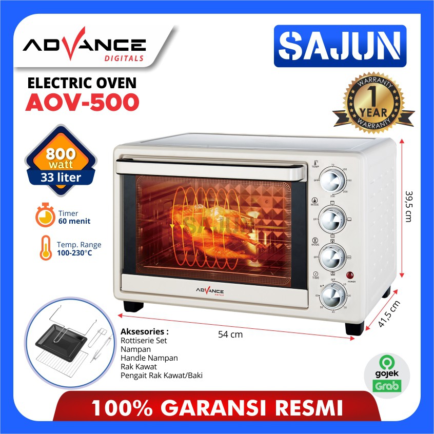 Oven Listrik Advance AOV500 Electric Oven 33 Liter 800W AOV-500