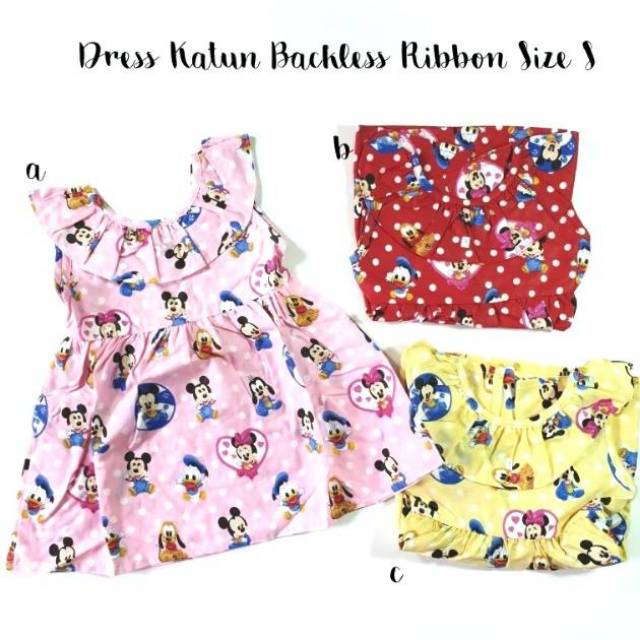 Dress Anak Katun Backless Ribbon Size S