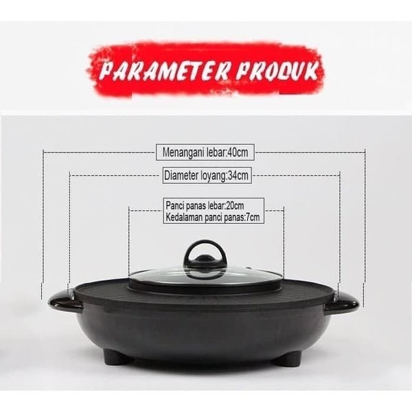 Steamboat Elektrik Fleco F-602 - Panci Elektrik 2 In 1 BBQ Dan Steamboat Tidak Lengket Saat Digunakan