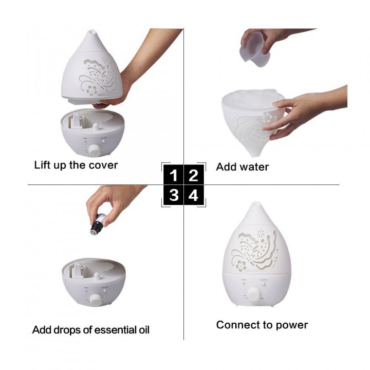 Carved Design Air Humidifier Ultasonic Aroma Diffuser - 1.3L