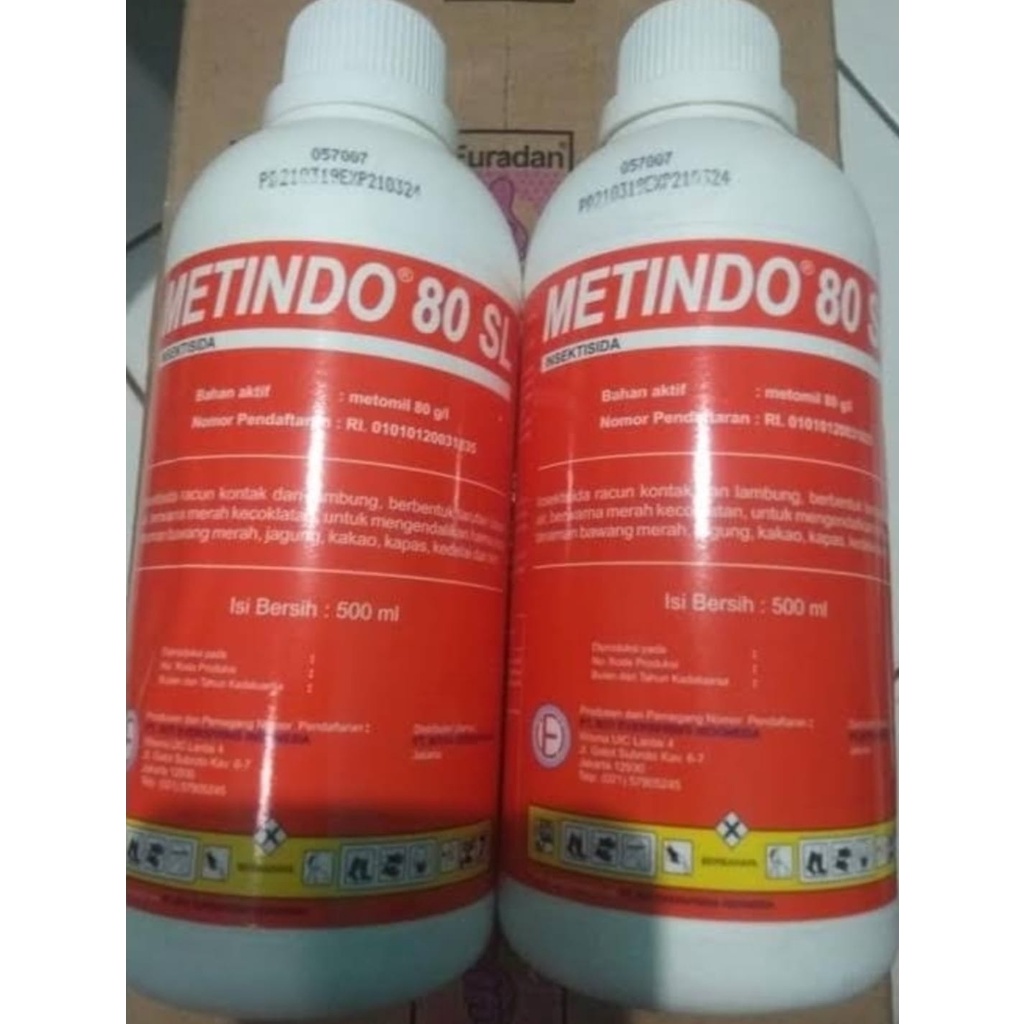 Insektisida METINDO 80 SL Metomil Cair Racun Ulat Grayak, kaper, kutu dan telur ulat lannate 500ml