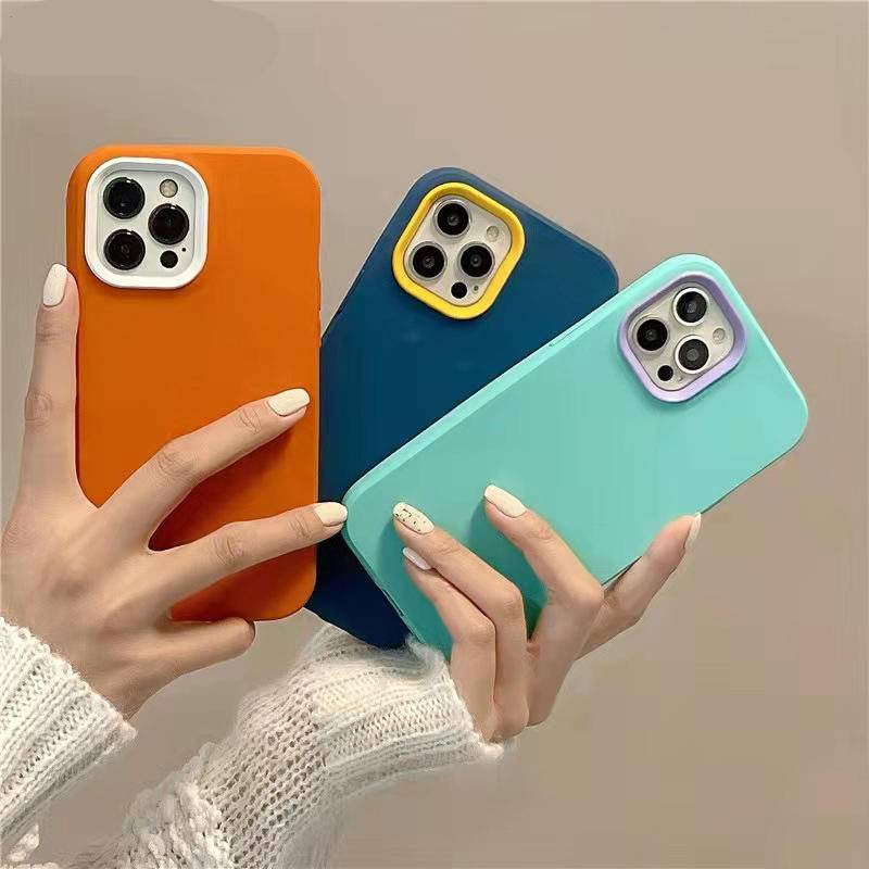 3 in 1 Soft Case Pelindung Lensa Bahan Silikon Untuk iPhone 13 12 11 Pro MAX X XS MAX XR SE 2022 2020 7 8 Plus