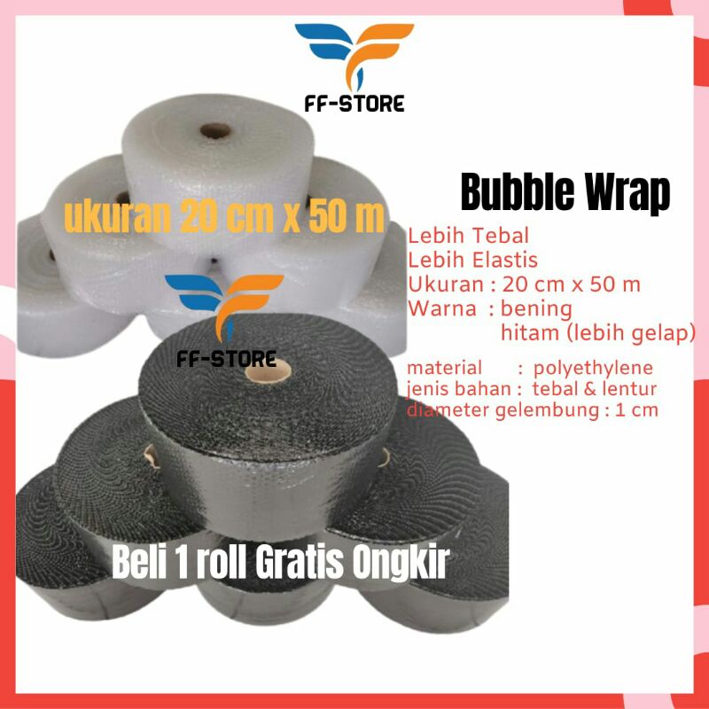 

H3T [50Mx20Cm] Bubble Wrap 20cm x 50M Bubble Wrap Bening Plastik Bubble Wrap Bubble Wrap Hitam