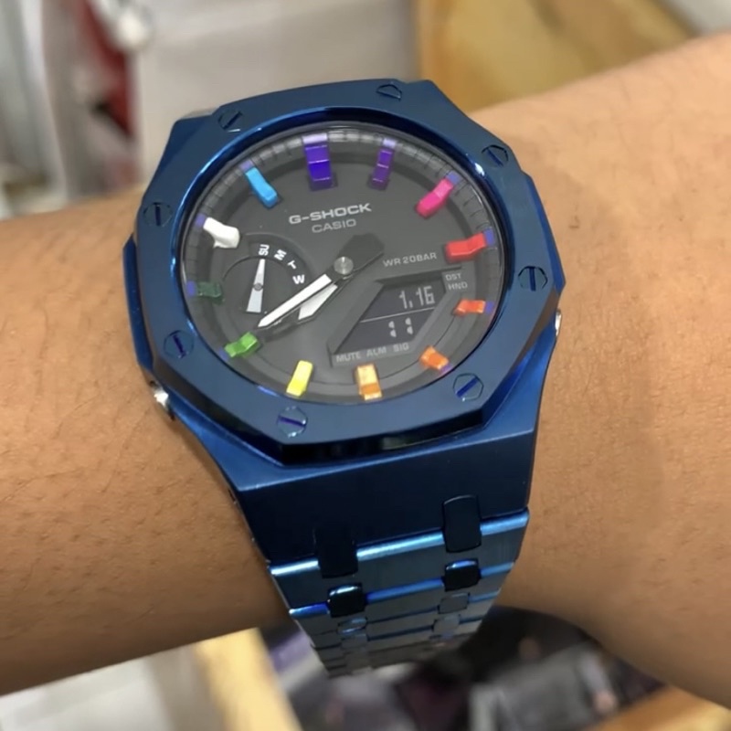 Jam Tangan G-Shock GA-2100 Blue Steel Rainbow