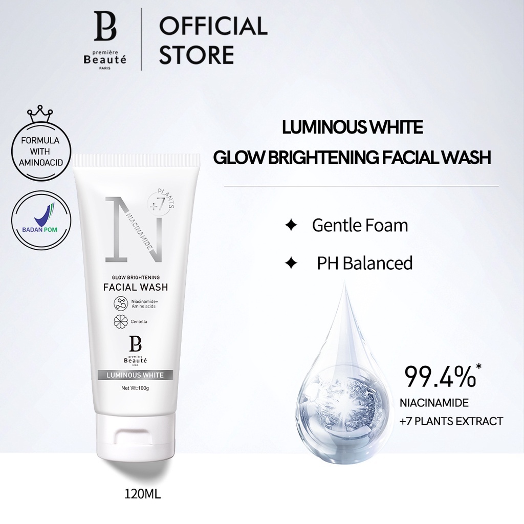 [COD] Premiere Beaute Facial Wash Niacinamide Centella Luminous White Glow Brightening 100gram BPOM