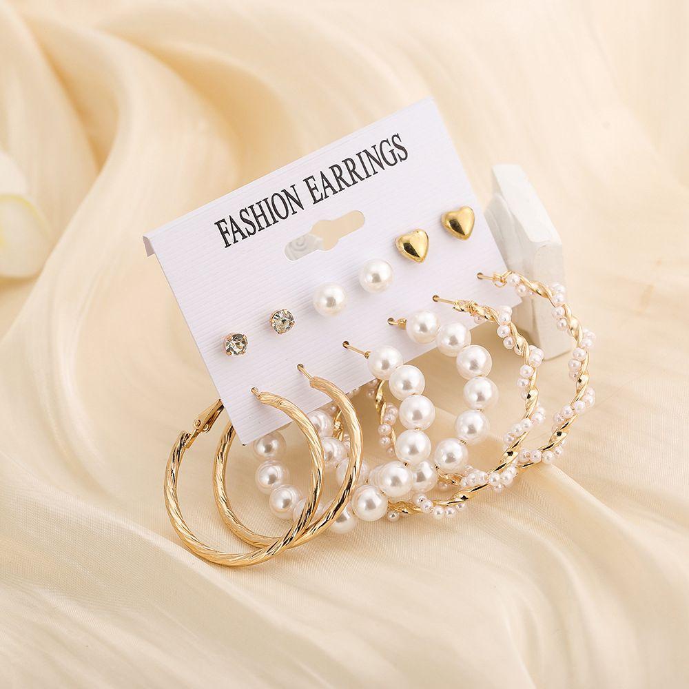 Lily Drop Earrings Set Fashion Hadiah Pesta Aksesoris Gadis Kreatif Anting Mutiara