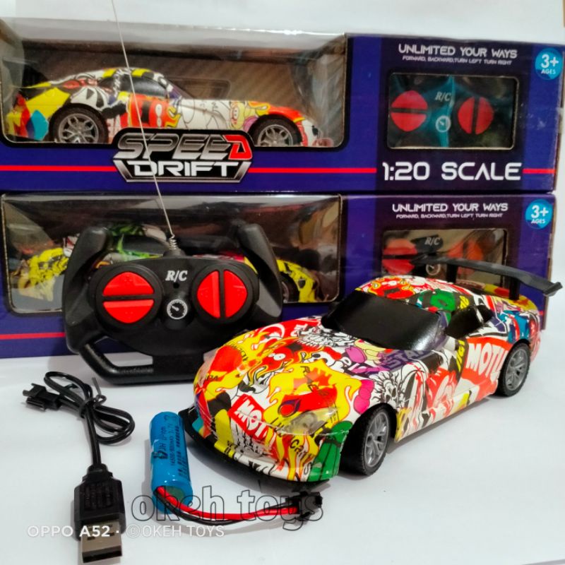 Mobil RC speed drift charger grafiti model scale 1:20