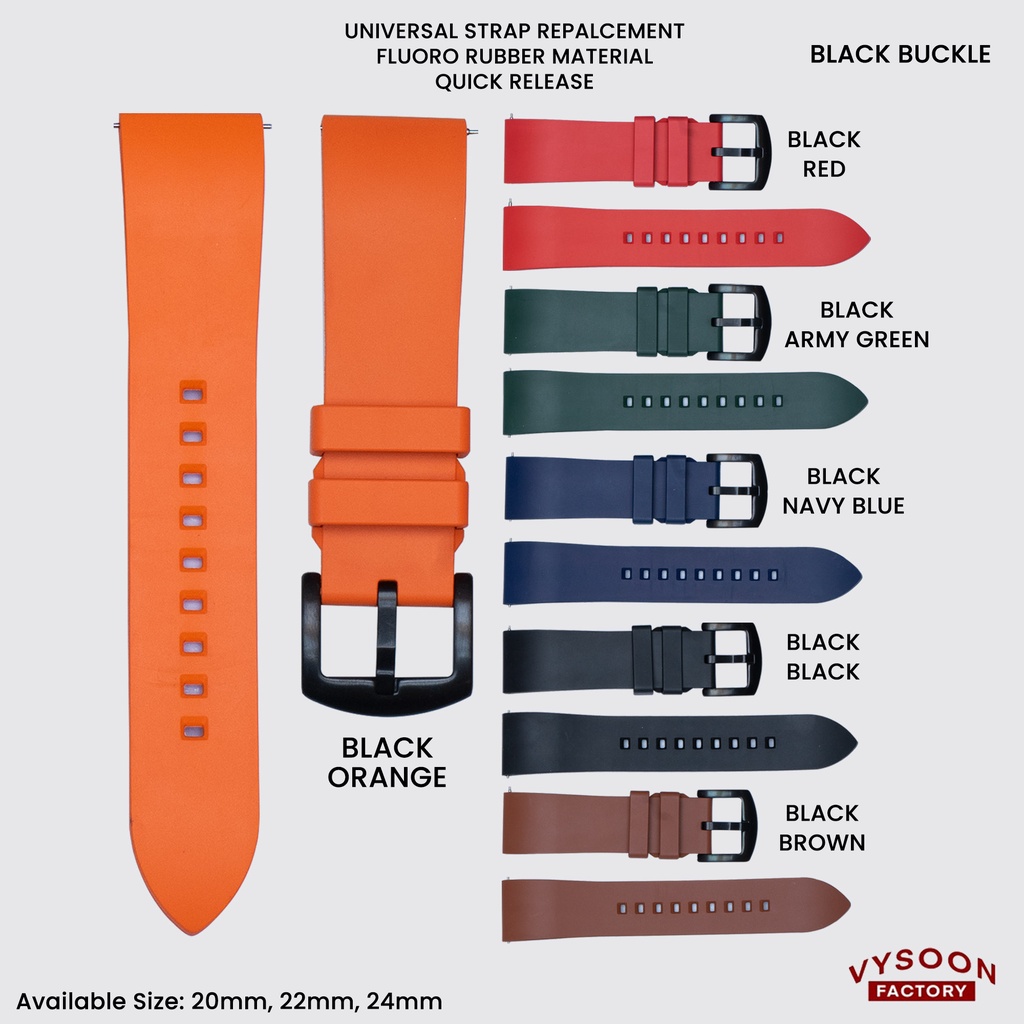 Strap Jam Tangan Fluorine Fluoro Rubber Strap 20mm 22mm 24mm Seiko EXP