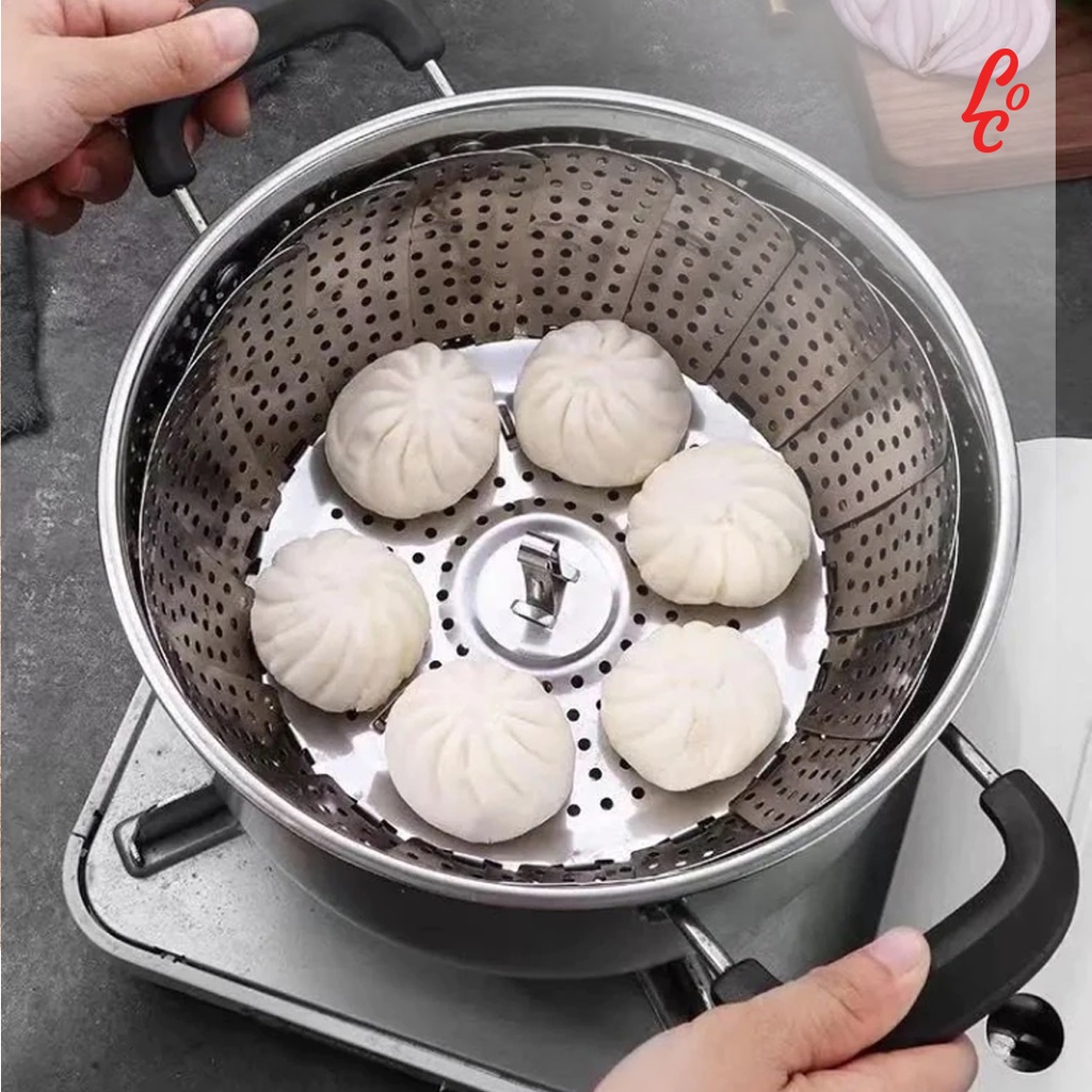 Alat Kukus Steamer Dimsum Kukusan Lipat Stainless Panci Wajan Kukus Multifungsi Vegetable Steamer