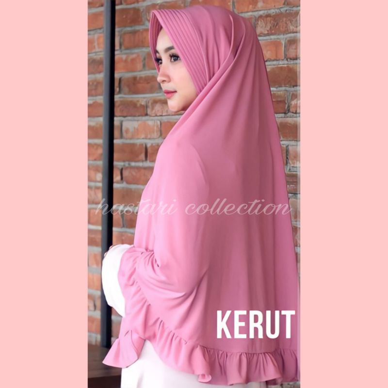 Jilbab UMROH &amp; HAJI Kerudung Jumbo Syari Rempel Instan Khimar Premium XXL