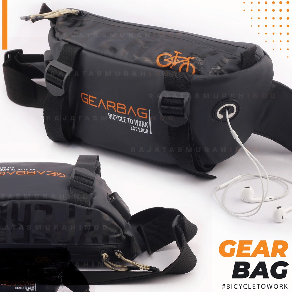 Gear Bag BICYCLE TO WORK Port -13135 - WITH EARPHONE HOLE Tas Sepeda Slempang Pria Waist Bag Outdoor