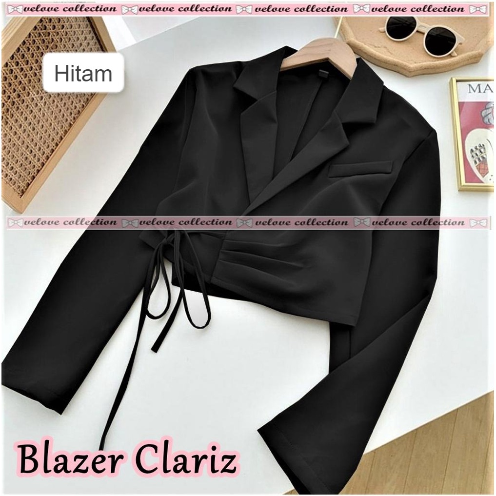 KALANTHA FASHION Crop Blazer Edrea (NEW MODEL) Blazer Cantik Outer Wanita Terbaru Luaran Wanita Kasual-Hiitam