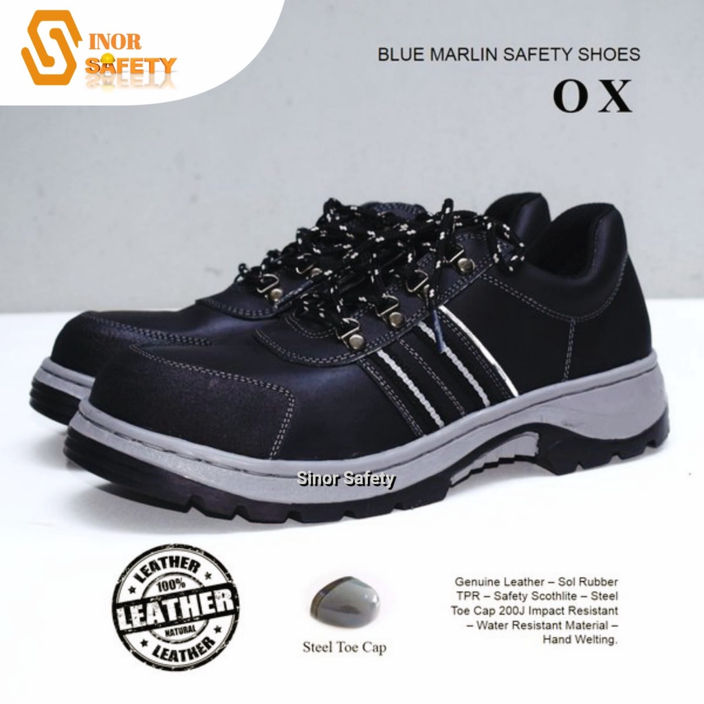 Sepatu Safety SNI Ujung BESI Blue Marlin OX Safety Shoes