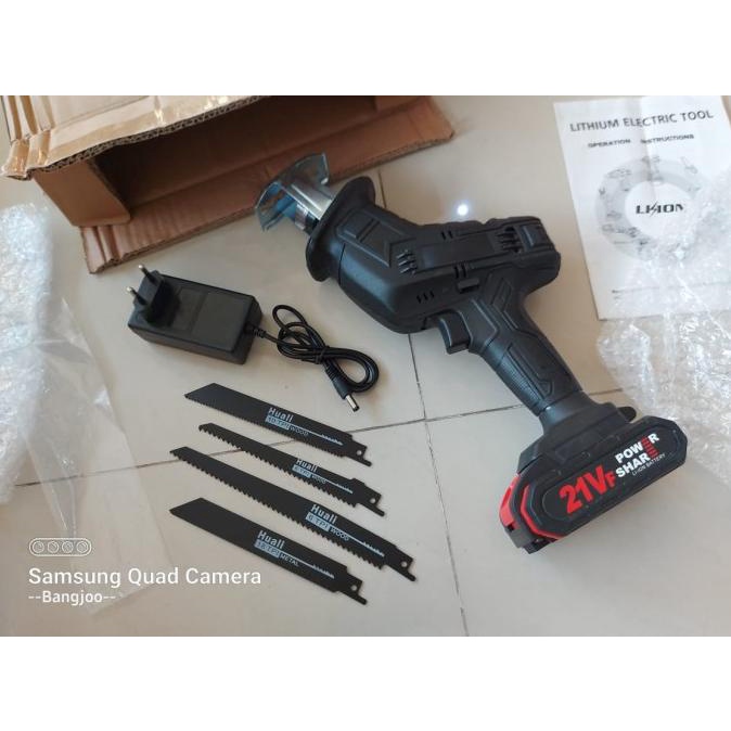 =+=+=+] RECIPROCATING CORDLESS 21V / mesin gergaji saber saw baterai HUALI