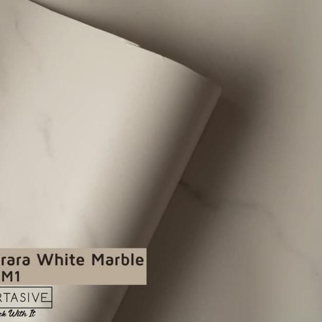 Menarik-042  Kertasive Carrara White Marble - Pelapis Kayu - Wallpaper Dinding - 60CM