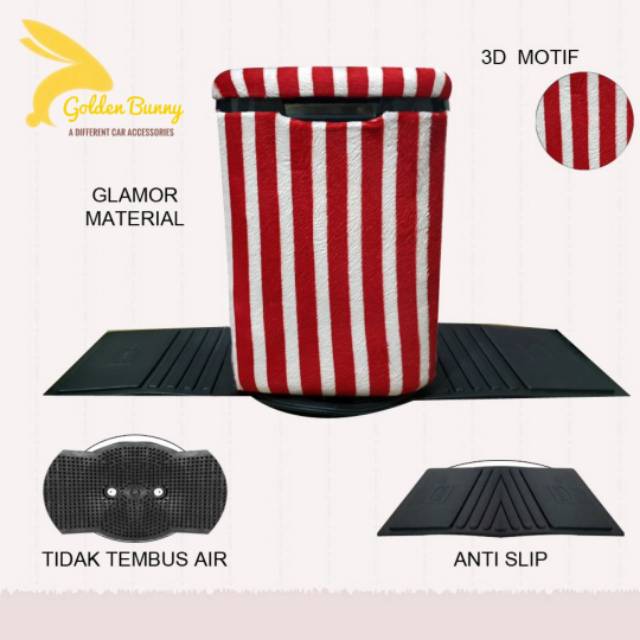 Tempat Sampah Mobil Lucu Motif Candy Permen Merah / Tong Sampah Mobil Unik