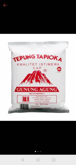 Tepung Tapioka Sagu Gunung Agung DUS 500gr isi 20pcs