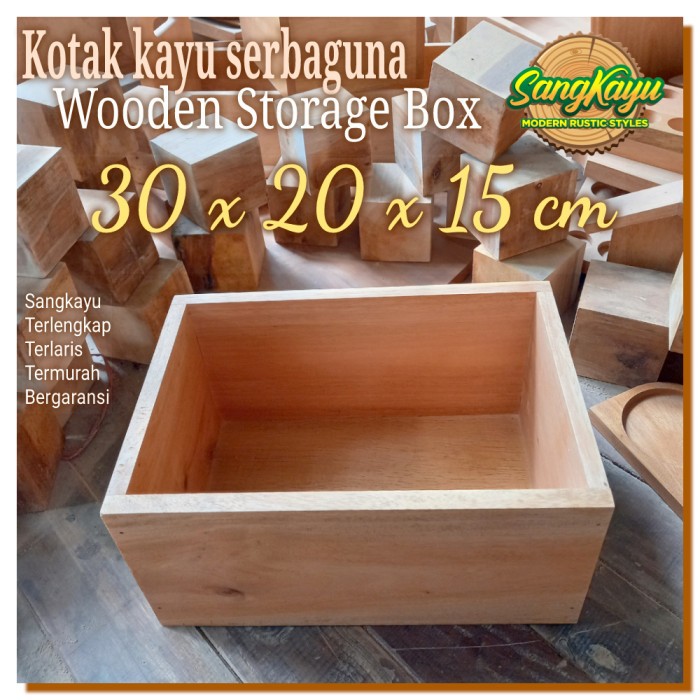 Kotak kayu 30x20x15cm kotak penyimpanan kotak parcel nampan wood tray