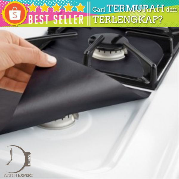 Alas Cover Kompor Anti Minyak Reusable Stovetop Burner Protector 27x27cm 4 PCS - CM-KW0288 - Black